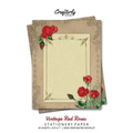 Vintage Red Roses Stationery Paper: Antique Letter Writing Paper for Home, Office, 25 Sheets (Border Paper Design) - Paperback