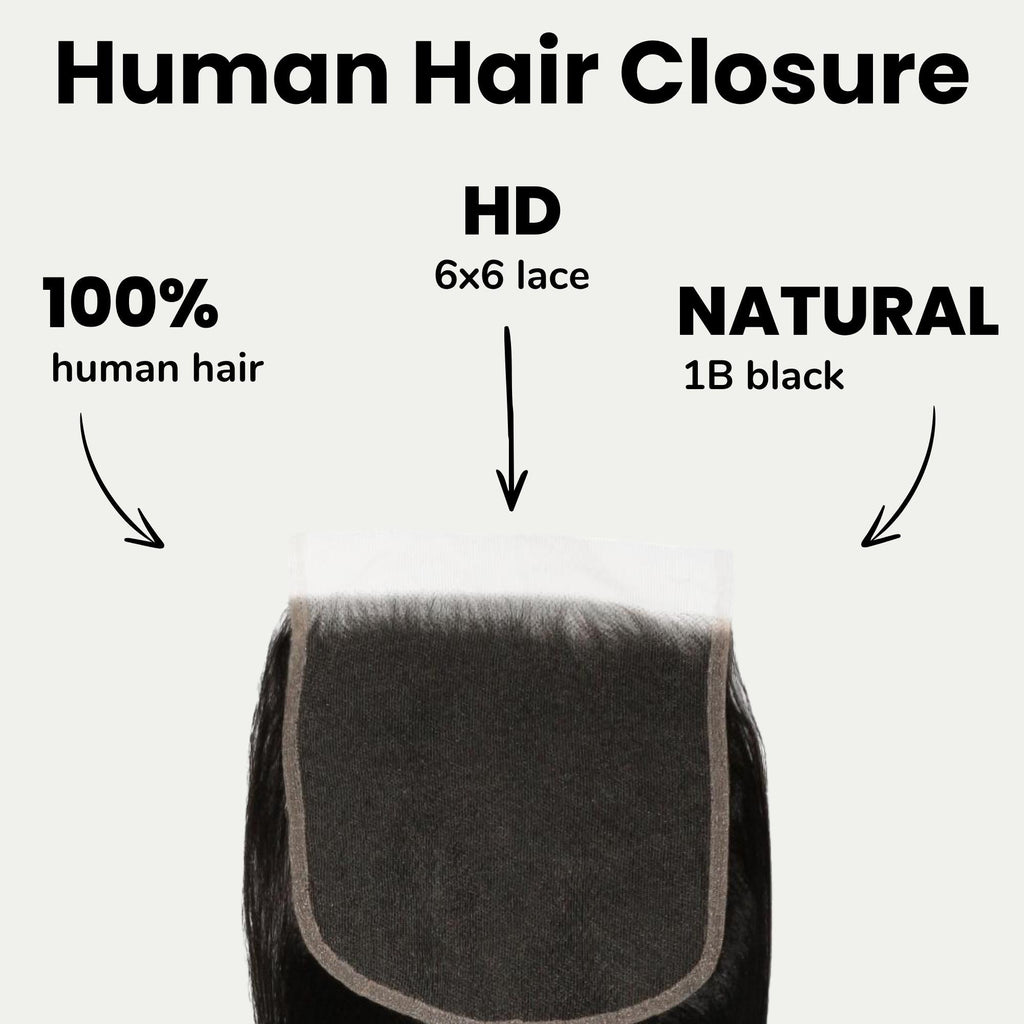 Yaki Straight 6x6 HD Lace Human Hair Closure