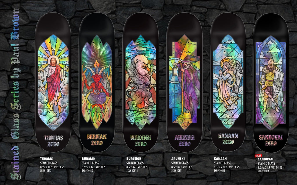 Zero Burleigh "Griffin Stained Glass" 8.5" Skateboard Deck