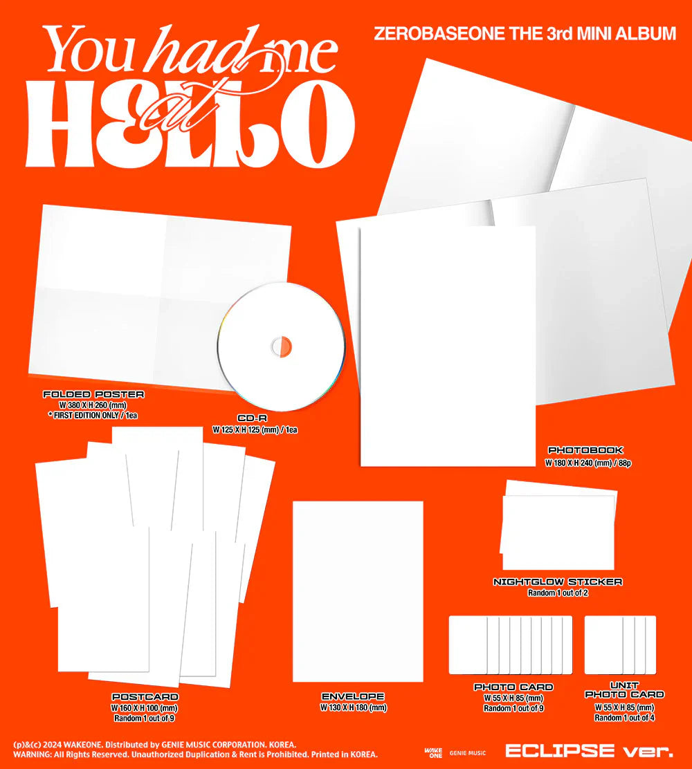Zerobaseone 3rd Mini Album - You Had Me At Hello (Random)