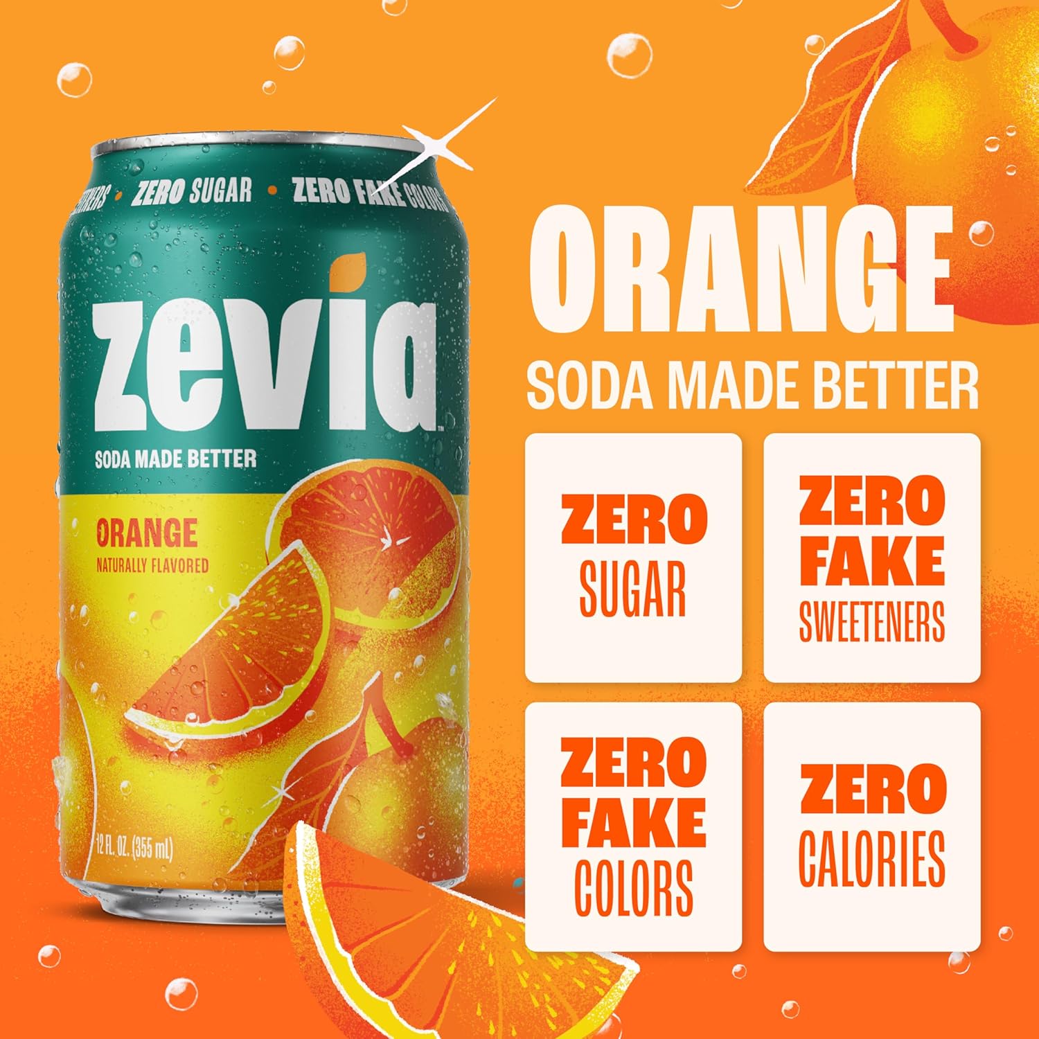Zevia - Orange Soda, 6/12 fl oz (Pack of 4) - Zero Calorie Drink