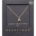 -A- Secret Box 14K Gold Dipped Cubic Zirconia Initial Monogram Pendant Necklace