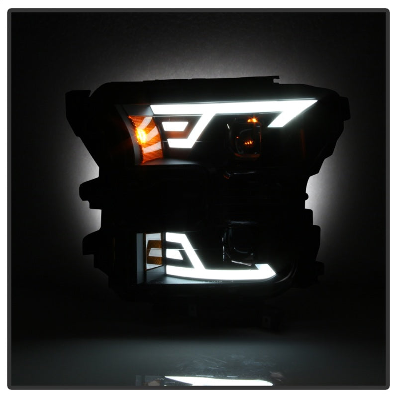 SPYDER xTune 15-17 Ford F-150 DRL LED Light Bar Projector Headlights - Black (PRO-JH-FF15015-LB-BK) 9042935