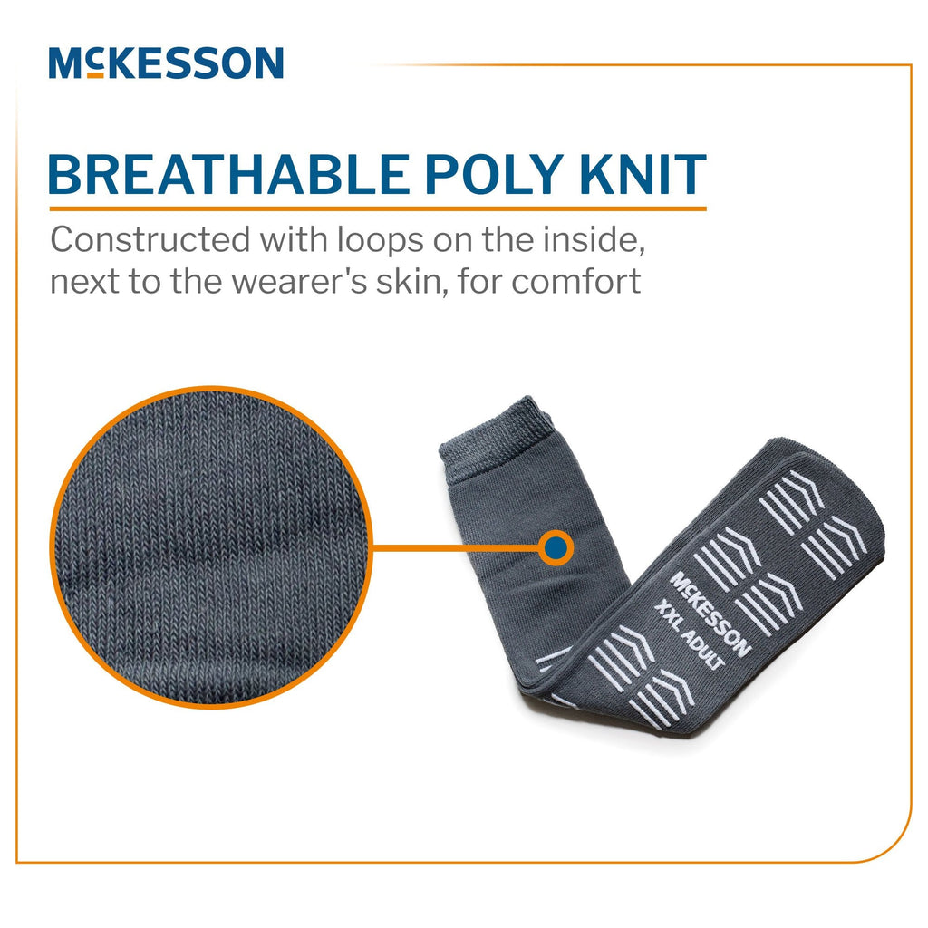Slipper Socks McKesson Unisex Adult 2X-Large Single Tread Single Patient Use Gray 16-XXL-3800