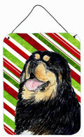 Tibetan Mastiff Candy Cane Holiday Christmas Wall or Door Hanging Prints Aluminum Metal Sign Kitchen Wall Bar Bathroom Plaque Home Decor Front Door Plaque, 12x16, Multicolor