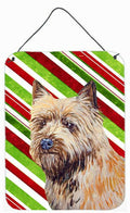 Cairn Terrier Candy Cane Holiday Christmas Wall or Door Hanging Prints Aluminum Metal Sign Kitchen Wall Bar Bathroom Plaque Home Decor Front Door Plaque, 12x16, Multicolor