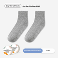 Travel compression socks-medium tube-gray-polyester cotton-1 pair