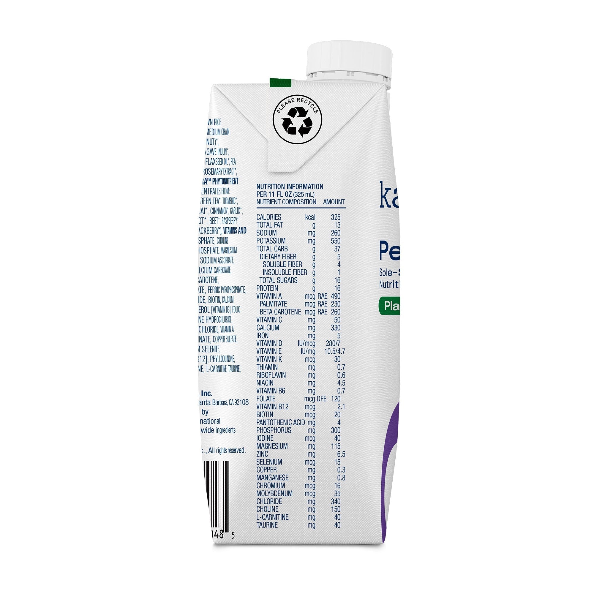 Kate Farms® Peptide 1.0 Sole-Source Nutrition Formula, 11-ounce carton 811112030492