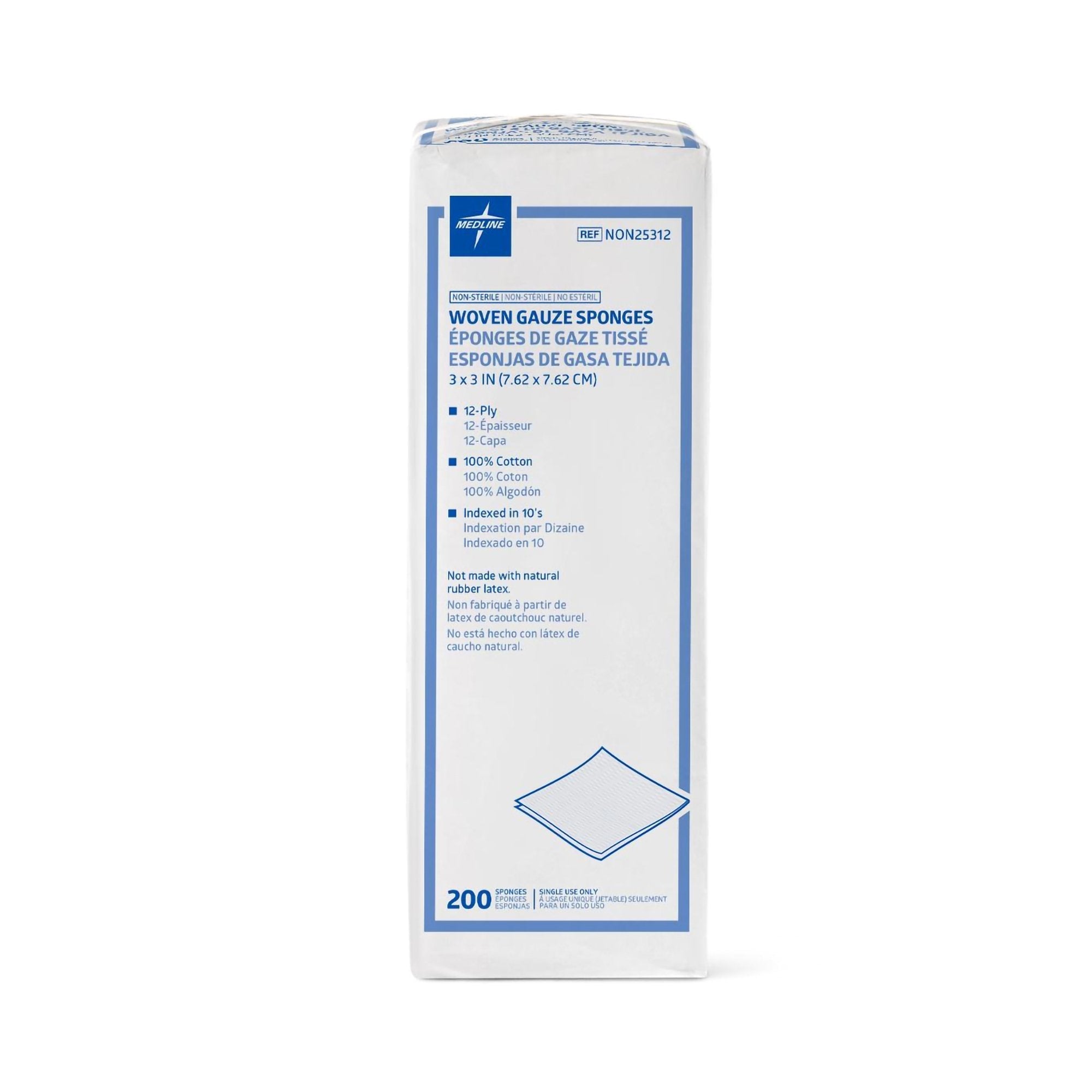 Medline Gauze Sponge, 3 x 3 Inch, 12-Ply NON25312