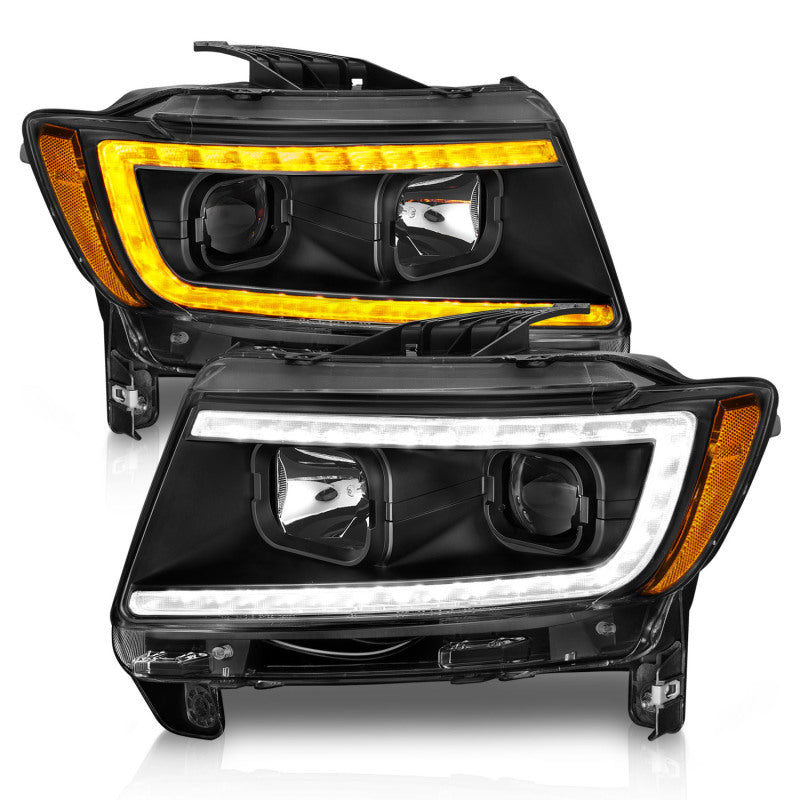 ANZO 11-13 Jeep Grand Cherokee (Factory Halogen Only) Projector Headlights w/Light Bar Swtchbk Black 111568