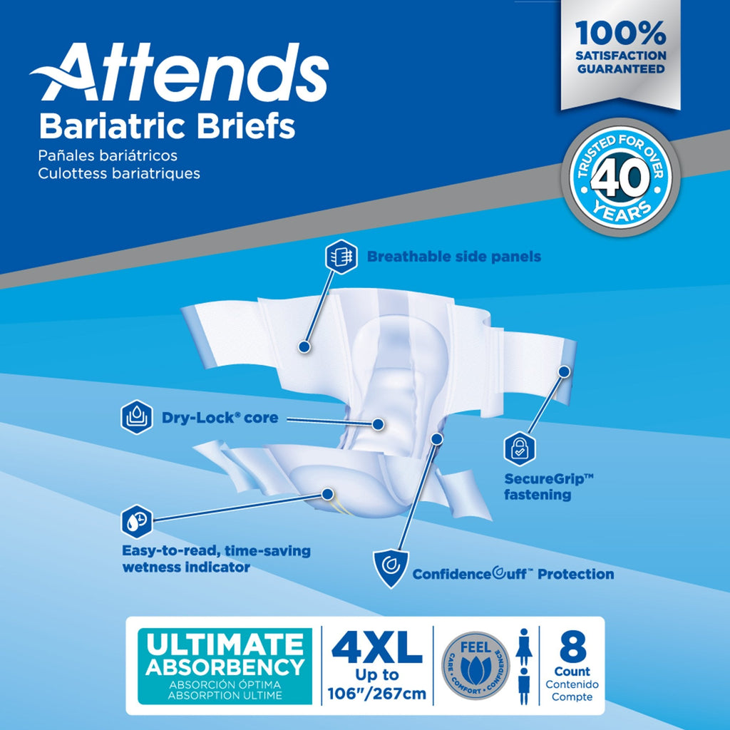 Attends® Bariatric Briefs, 4X-Large DD60