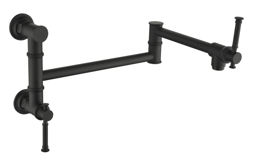 Wall mounted Pot Filler Faucet, Modern Brass Pot Filler Two-Attachment Wall Mount Folding Kitchen Pot Filler Swing Arm