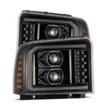 AlphaRex 05-07 Ford Super Duty/Excursion LUXX-Series LED Projector Headlights - Alpha-Black 880316 *Discontinued