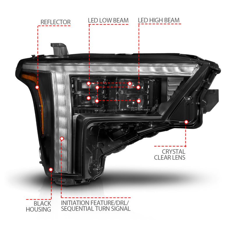 ANZO 22-24 Toyota Tundra (w/Factory LED Refl.) Z-Series Full LED Proj Headlights - Pass. Side ONLY 111599X-R