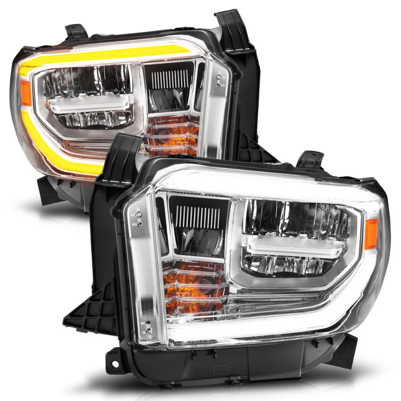 ANZO 2014-2017 Toyota Tundra LED Crystal Headlights w/ Switchback Chrome Housing w/ DRL 111532