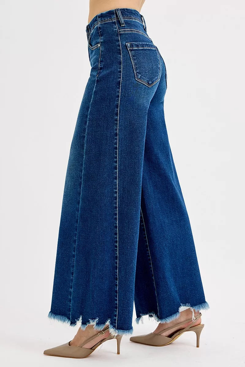 RISEN Full Size High Rise Ankle Wide Jeans Plus Size