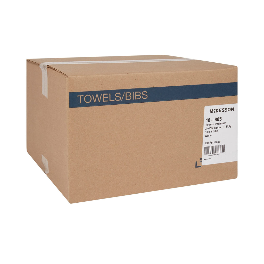 McKesson Nonsterile White Procedure Towel, 13 x 18 Inch 18-885