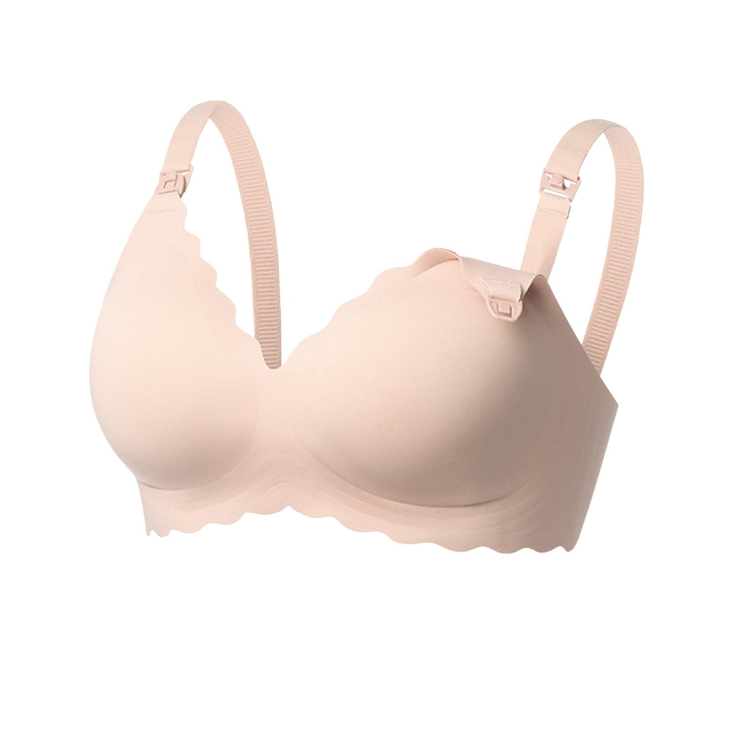 Nursing Bra Momcozy Jelly Strip 34 to 36 Inch Chest Medium Beige Back Hook and Eye Closure Adjustable Shoulder Strap FB046-SK100M-A