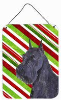 Schnauzer Candy Cane Holiday Christmas Wall or Door Hanging Prints Aluminum Metal Sign Kitchen Wall Bar Bathroom Plaque Home Decor Front Door Plaque, 12x16, Multicolor