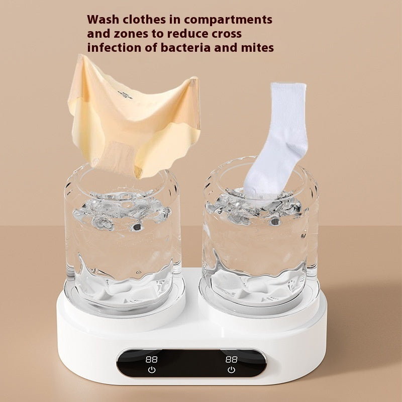 Double Bucket Laundry Cup Mini Underwear Washing Machine
