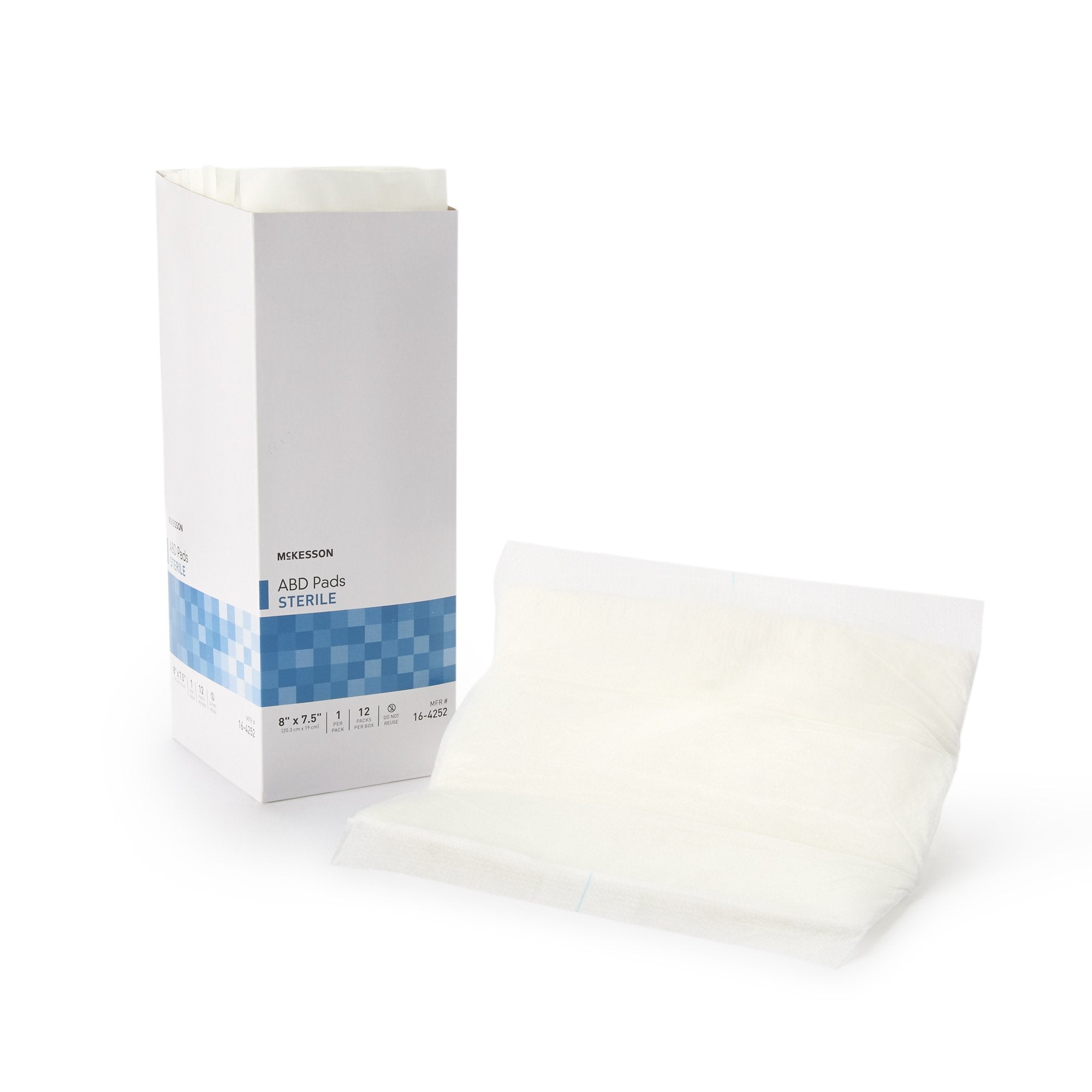 McKesson Sterile Abdominal Pad, 7-1/2 x 8 Inch 16-4252