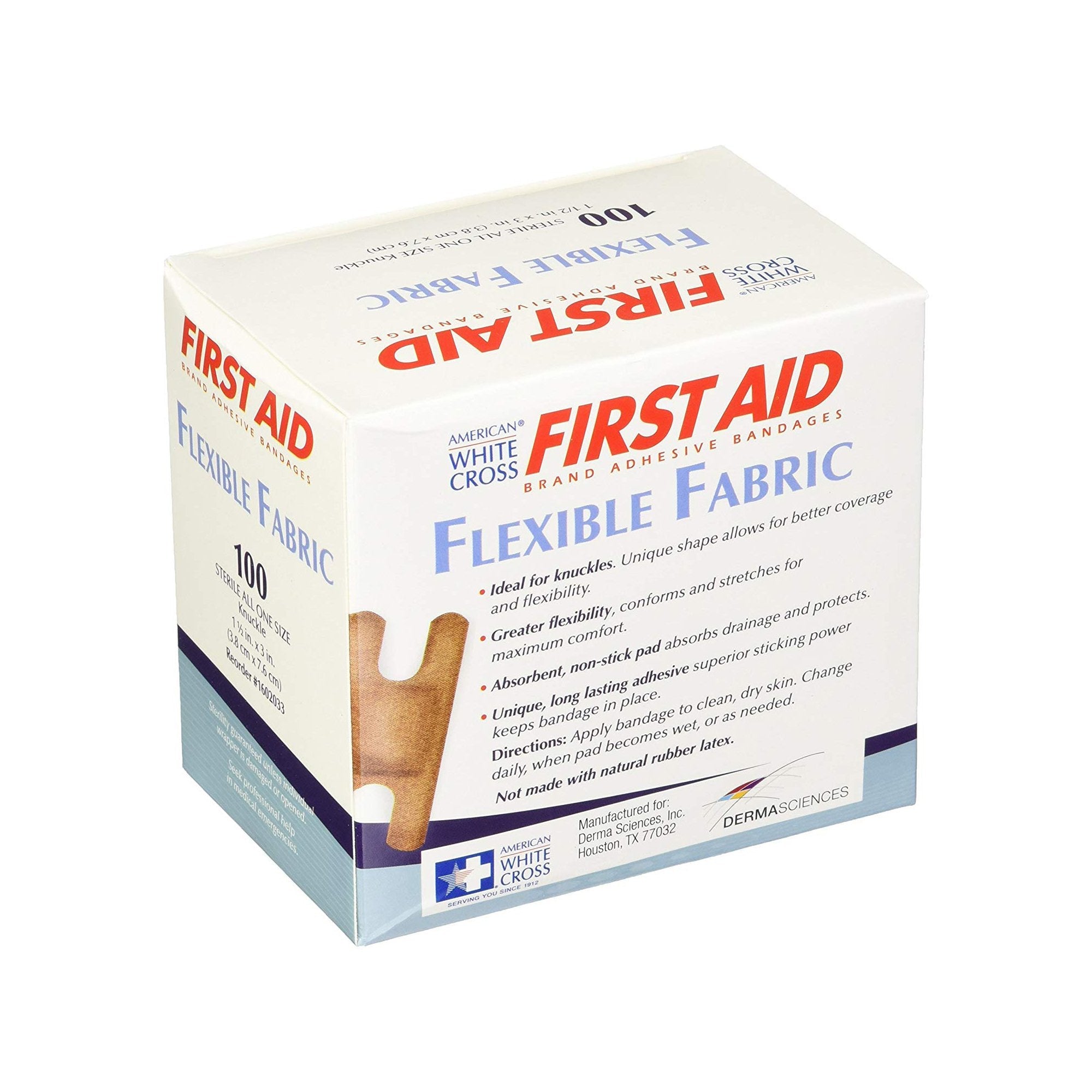 American® White Cross Adhesive Strip, 1-1/2 x 3 Inch 1602033