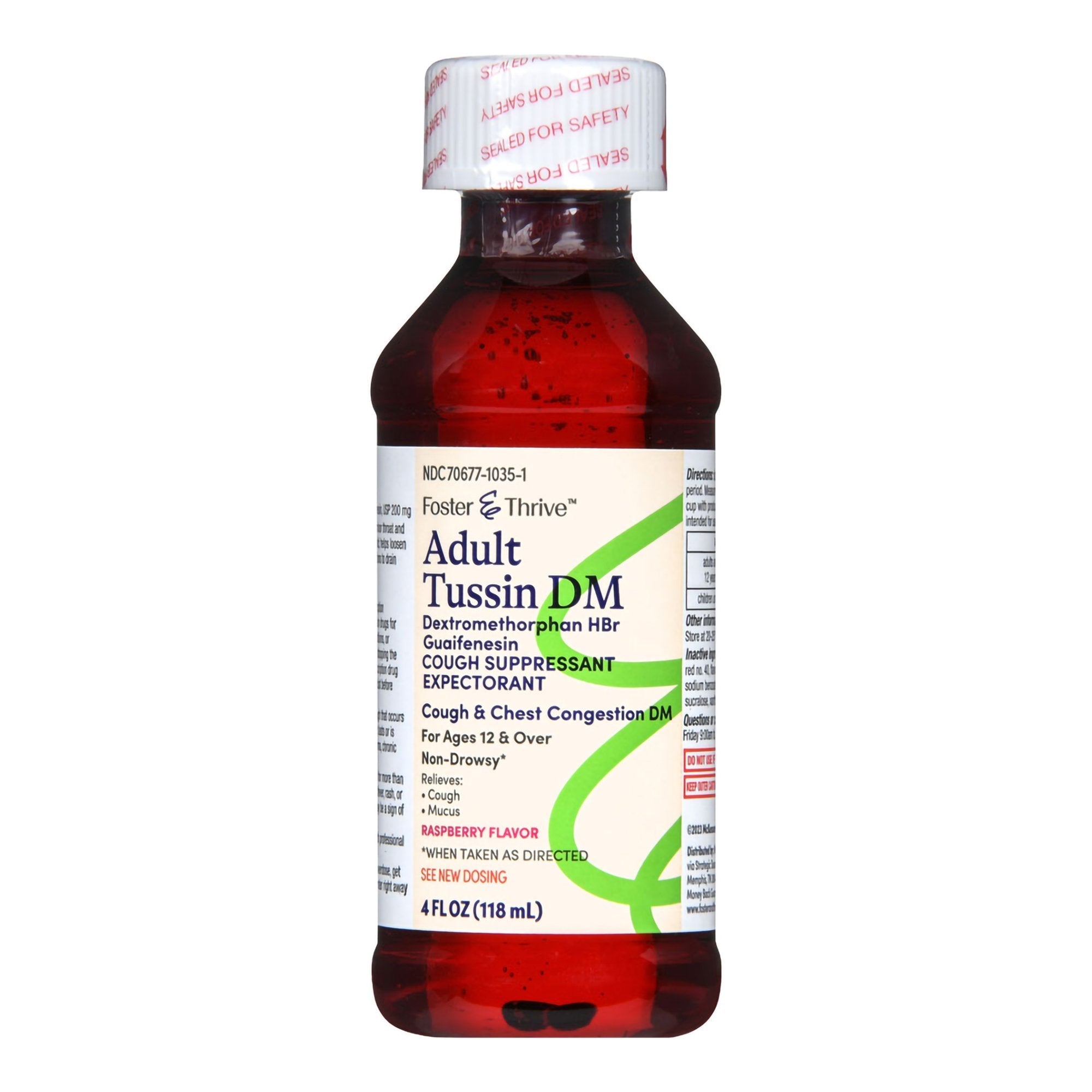 Foster & Thrive™ Adult Tussin DM Liquid, Raspberry Flavor 70677103501
