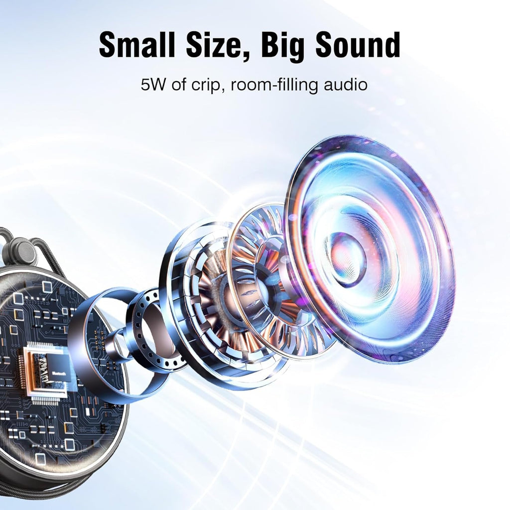 INSMY C12 IPX7 Waterproof Shower Bluetooth Speaker, Portable Small Speaker, Speakers Bluetooth Wireless Loud Clear Sound Support TF Card Suction Cup for Kayak Canoe Beach Gift (Black)