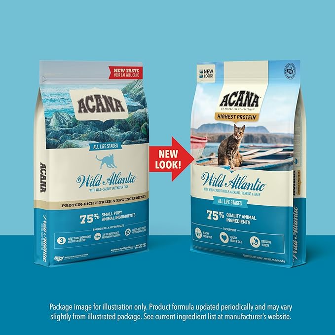 ACANA Grain - free Dry Cat Food Wild Atlantic Saltwater Fish with Freeze - Dried Liver 10lb Bag - PhishStones Products