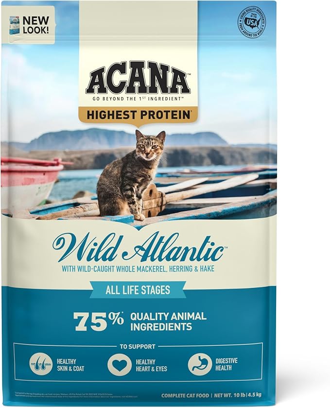 ACANA Grain - free Dry Cat Food Wild Atlantic Saltwater Fish with Freeze - Dried Liver 10lb Bag - PhishStones Products