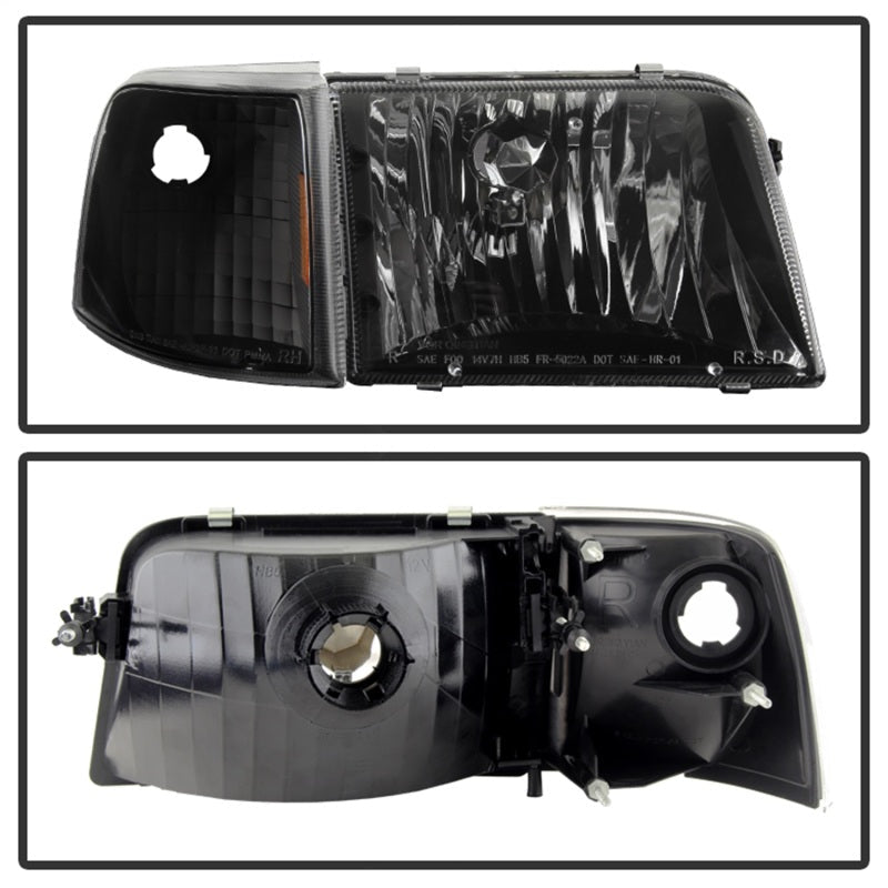 SPYDER Xtune Ford Ranger 93-97 Crystal Headlights w/ Corner Lights 4pcs Sets Black HD-JH-FR93-SET-BK 9029363