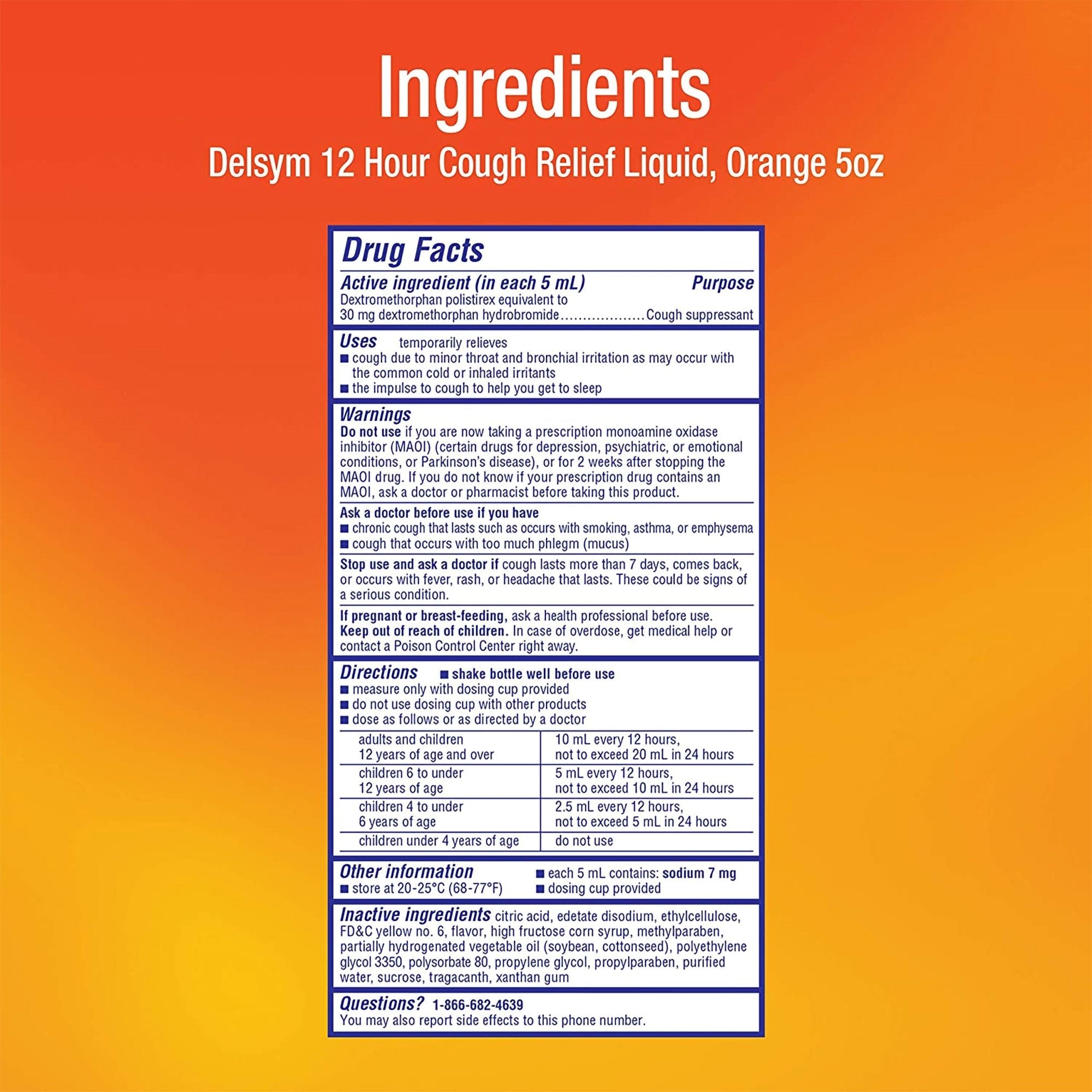 Delsym® Dextromethorphan Cold and Cough Relief 63824017565