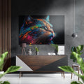 Paint Splash Cat Profile Portrait Brushed Aluminum Dibond Wall Art