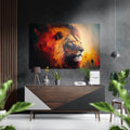 Fiery Ember Lion Profile Brushed Aluminum Dibond Wall Art