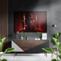 Crimson Glow Cracked Warrior Face Brushed Aluminum Dibond Wall Art