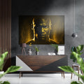 Golden Aura Etched Fighter Face Brushed Aluminum Dibond Wall Art