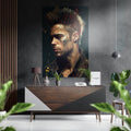 Teal Splatter Spiky Hair Profile Brushed Aluminum Dibond Wall Art