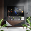Blue Bandana Chimp Trio Headphones Brushed Aluminum Dibond Wall Art