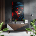 Red Mirror Sunglasses Hat Woman Brushed Aluminum Dibond Wall Art