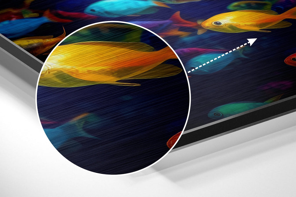 Rainbow Shoal of Tropical Fish Brushed Aluminum Dibond Wall Art