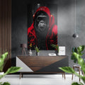 Red Hoodie Ape Portrait Aluminum Brushed Aluminum Dibond Wall Art