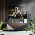 Amber Gown Woman at Bar Brushed Aluminum Dibond Wall Art