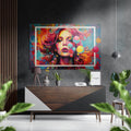 Pink Hair Floating Bubbles Woman Brushed Aluminum Dibond Wall Art