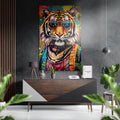 Graffiti Jacket Tiger Teal Sunglasses Brushed Aluminum Dibond Wall Art