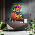 Tropical Palm Tiger In Pink Aviators Brushed Aluminum Dibond Wall Art