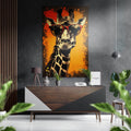 Retro Giraffe Red Shades Orange Brushed Aluminum Dibond Wall Art