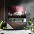 Crimson Sky City Skyline Brushed Aluminum Dibond Wall Art
