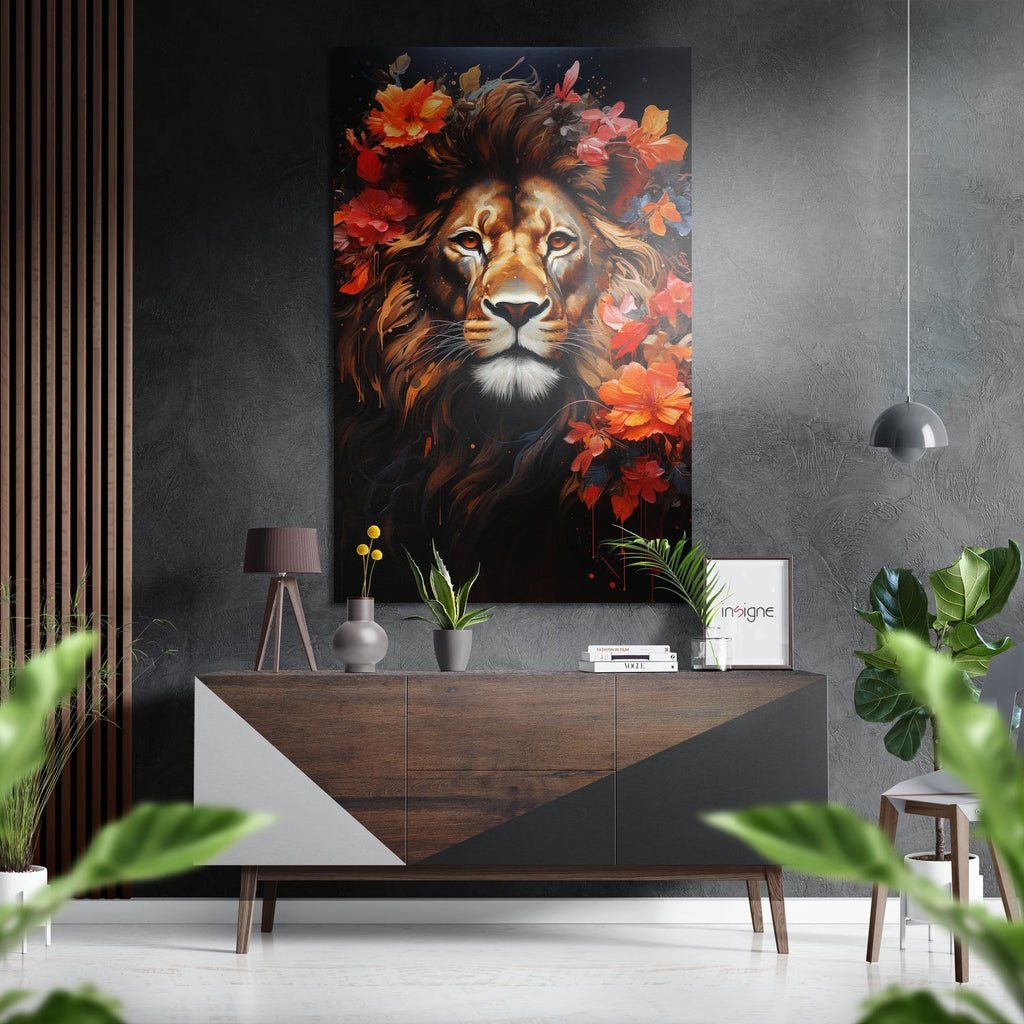 Golden Lion Mane Orange Flowers Brushed Aluminum Dibond Wall Art