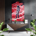 Crimson Smoke Cloud Astronaut Brushed Aluminum Dibond Wall Art