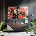 Red Splatter Boxer in Guard Stance Brushed Aluminum Dibond Wall Art